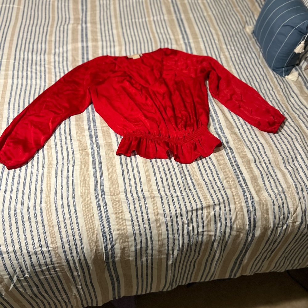 MICHAEL Michael Kors Vibrant Red Ruffle Blouse